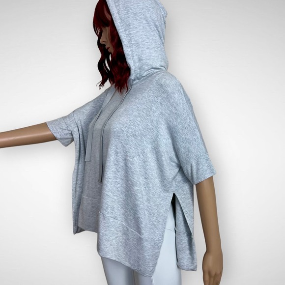 Lou & Grey French Terry Hoodie Womens Small Gray Oversized Side Slits - Picture 2 of 10